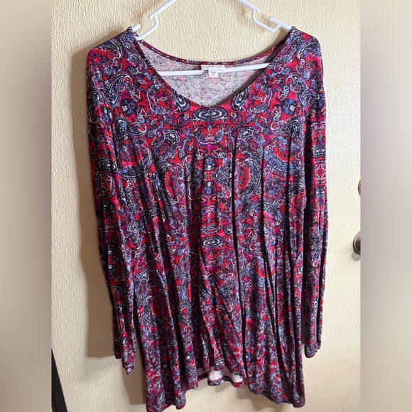 J Jill Boho Red and Purple Top - Picture 4 of 5
